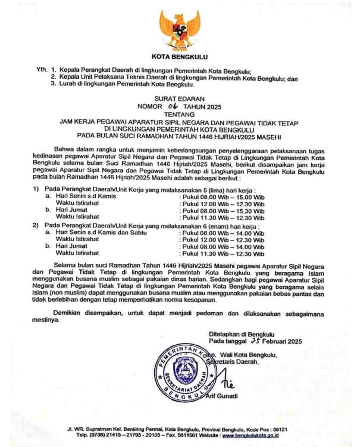 Sesuaikan jam kerja Ramadan 1446 H