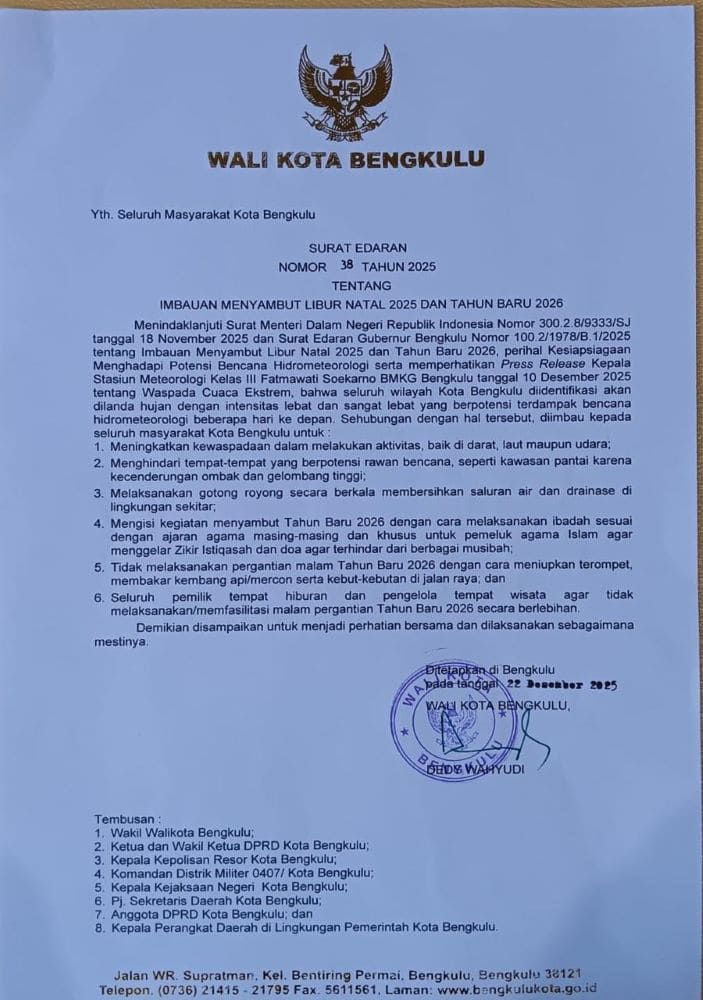 SE Pemkot Bengkulu jelang Nataru